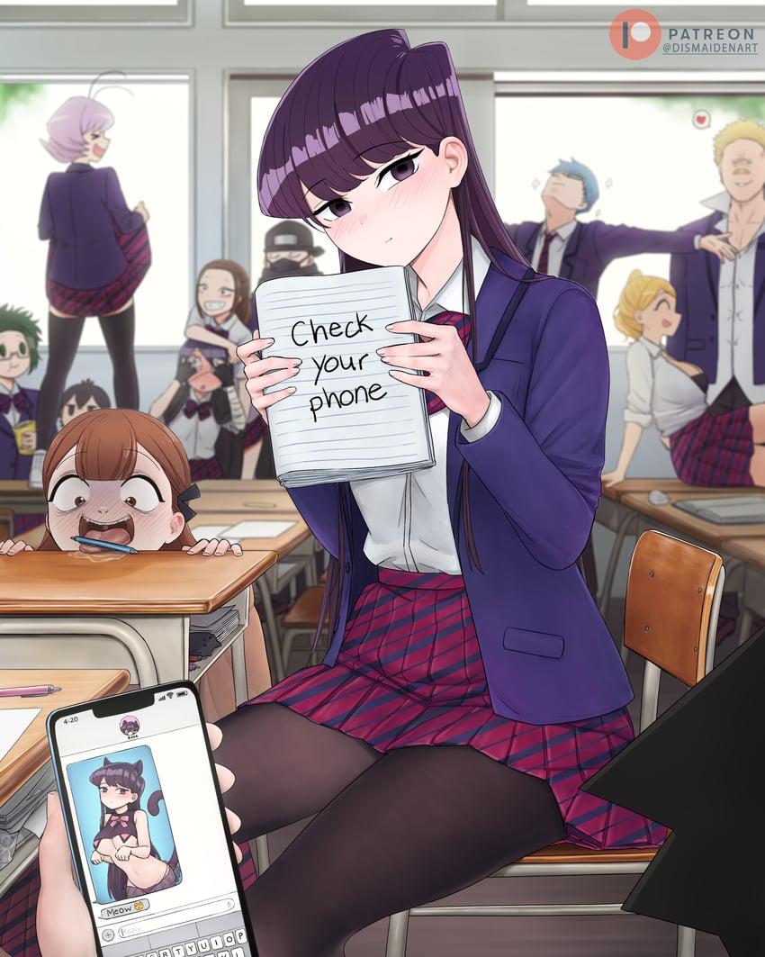 komi shouko, tadano hitohito, osana najimi, manbagi rumiko, onemine nene, and 7 more (komi-san wa komyushou desu) drawn by dismaiden