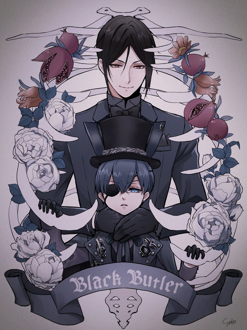 ciel phantomhive and sebastian michaelis (kuroshitsuji) drawn by seto_(s_okome0203)