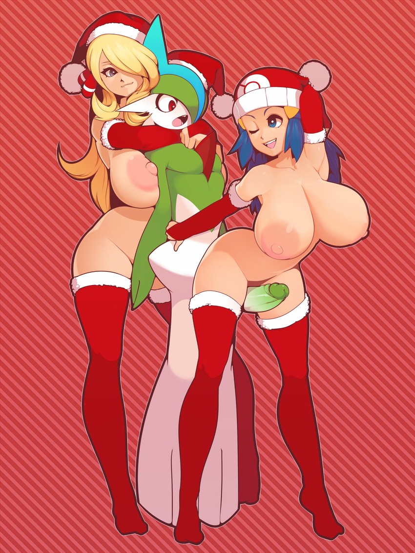dawn, cynthia, and gallade (pokemon and 1 more) drawn by mystical_(plantpenetrator)