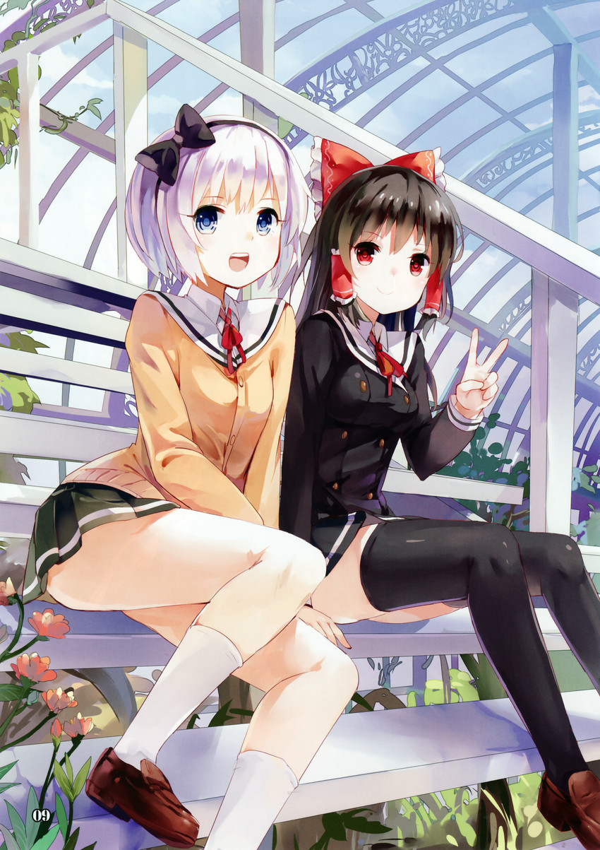 hakurei reimu, konpaku youmu, nasuhara anastasia, and sawatari ginbee haruomi (touhou and 1 more) drawn by 77gl
