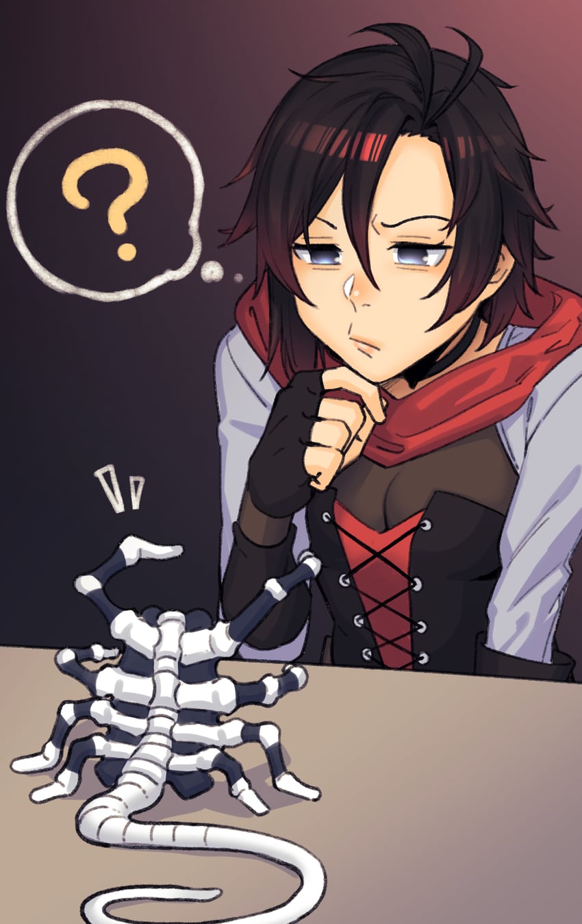 ruby rose, grimm, and facehugger (rwby and 1 more) drawn by dyun