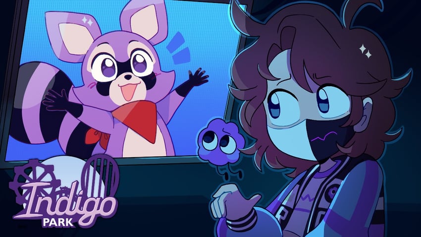 ranboo, rambley the raccoon, and particles (indie virtual youtuber and 1 more) drawn by sleepy_cheeky