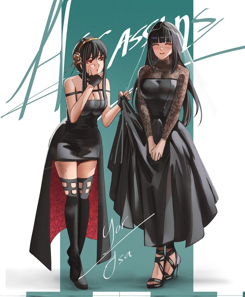 yor briar, hayami saori, and osaragi (spy x family and 1 more) drawn by notgustiarp