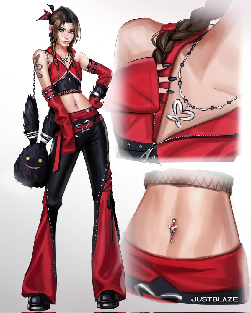 aerith gainsborough (final fantasy and 1 more) drawn by justb1aze
