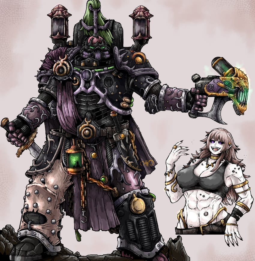 adeptus astartes and chaos space marine (warhammer 40k) drawn by octosoup