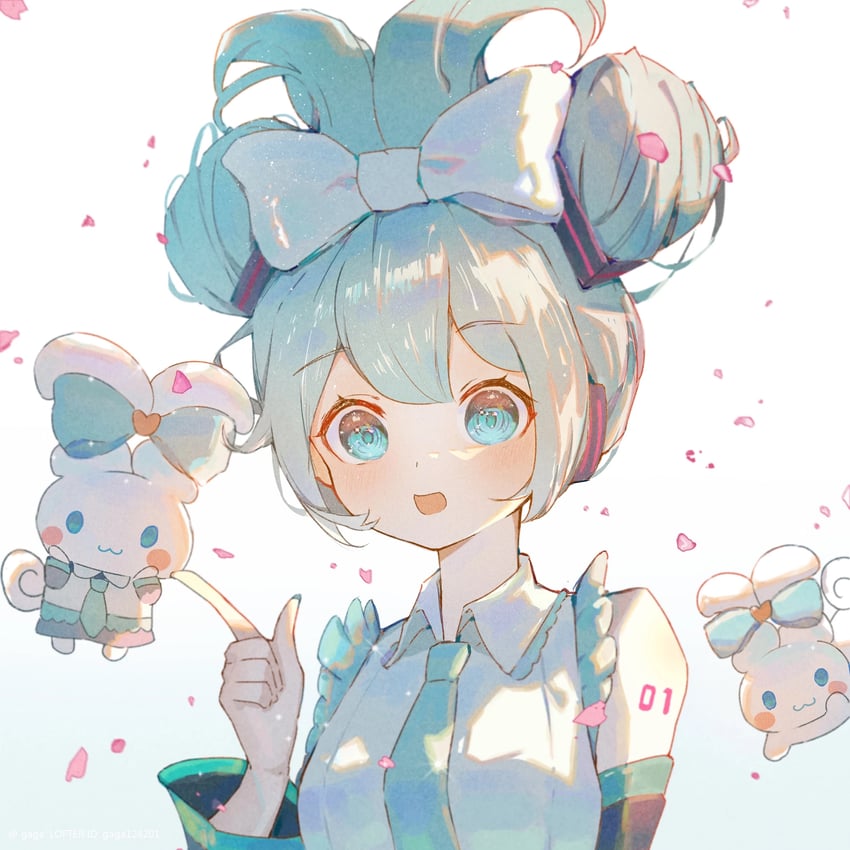 hatsune miku, cinnamoroll, and cinnamiku (vocaloid and 2 more) drawn by gaga_(user_ynuk5738)