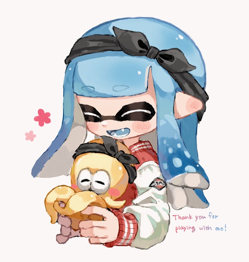 inkling player character and inkling girl (splatoon) drawn by myon_rio