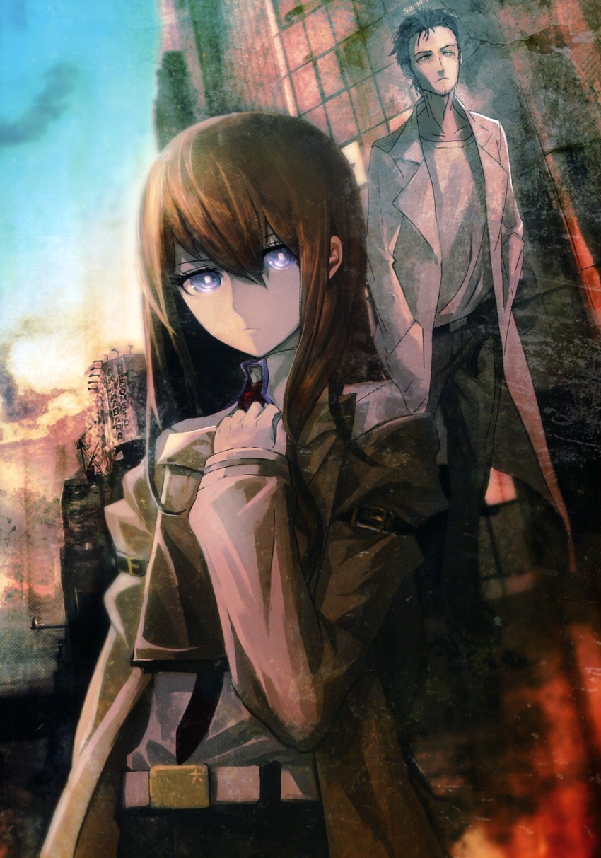 makise kurisu and okabe rintarou (steins;gate) drawn by huke