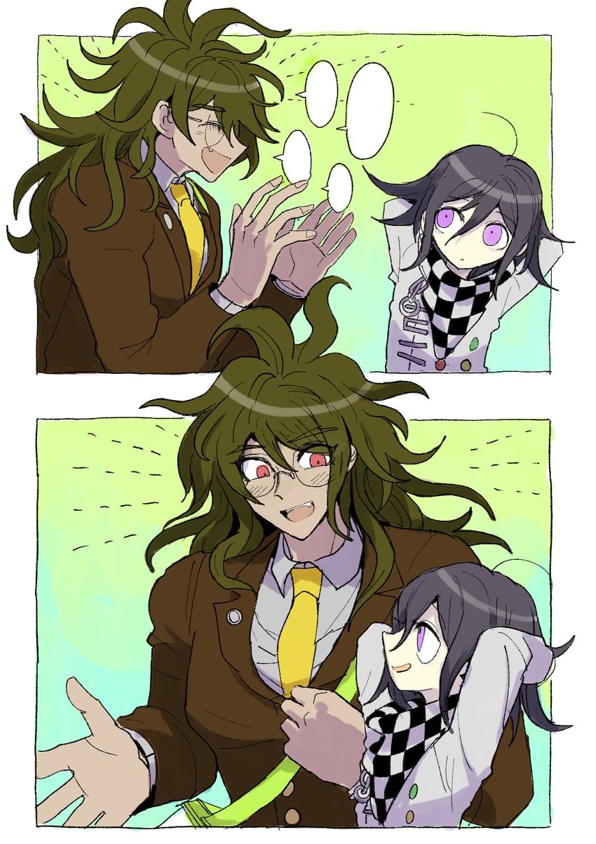 oma kokichi and gokuhara gonta (danganronpa and 1 more) drawn by kumakoro_(tetsupag)