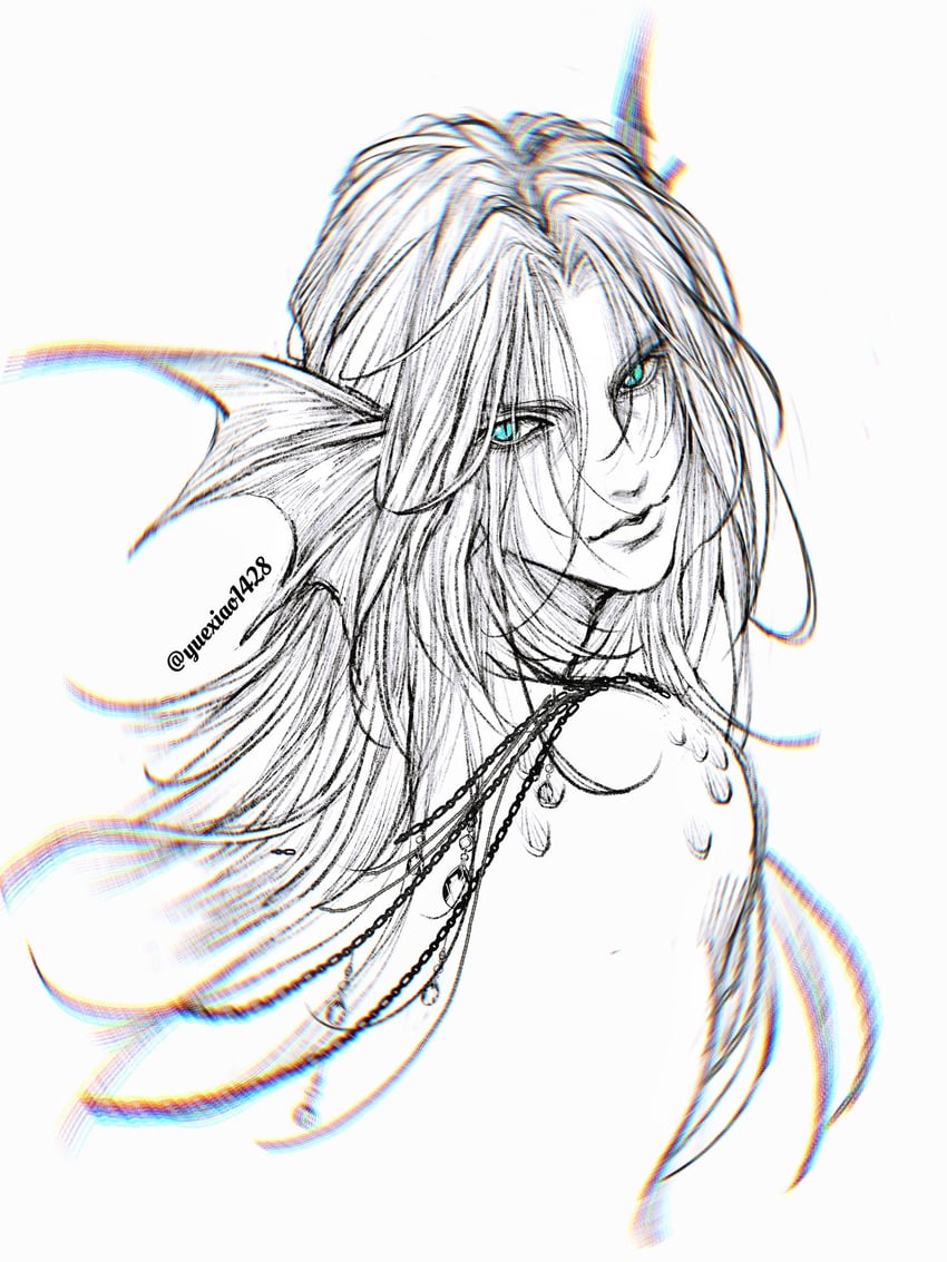sephiroth (final fantasy and 2 more) drawn by yuexiao