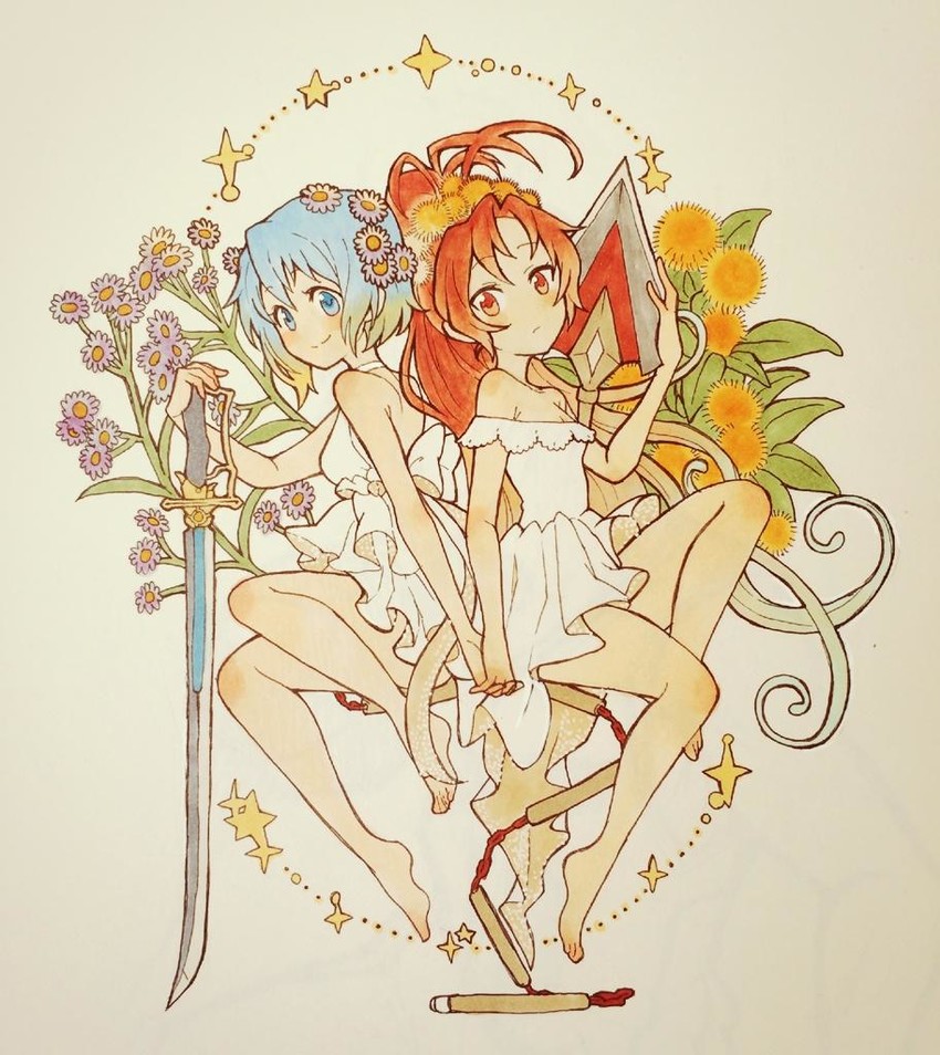 miki sayaka and sakura kyoko (mahou shoujo madoka magica) drawn by aebj