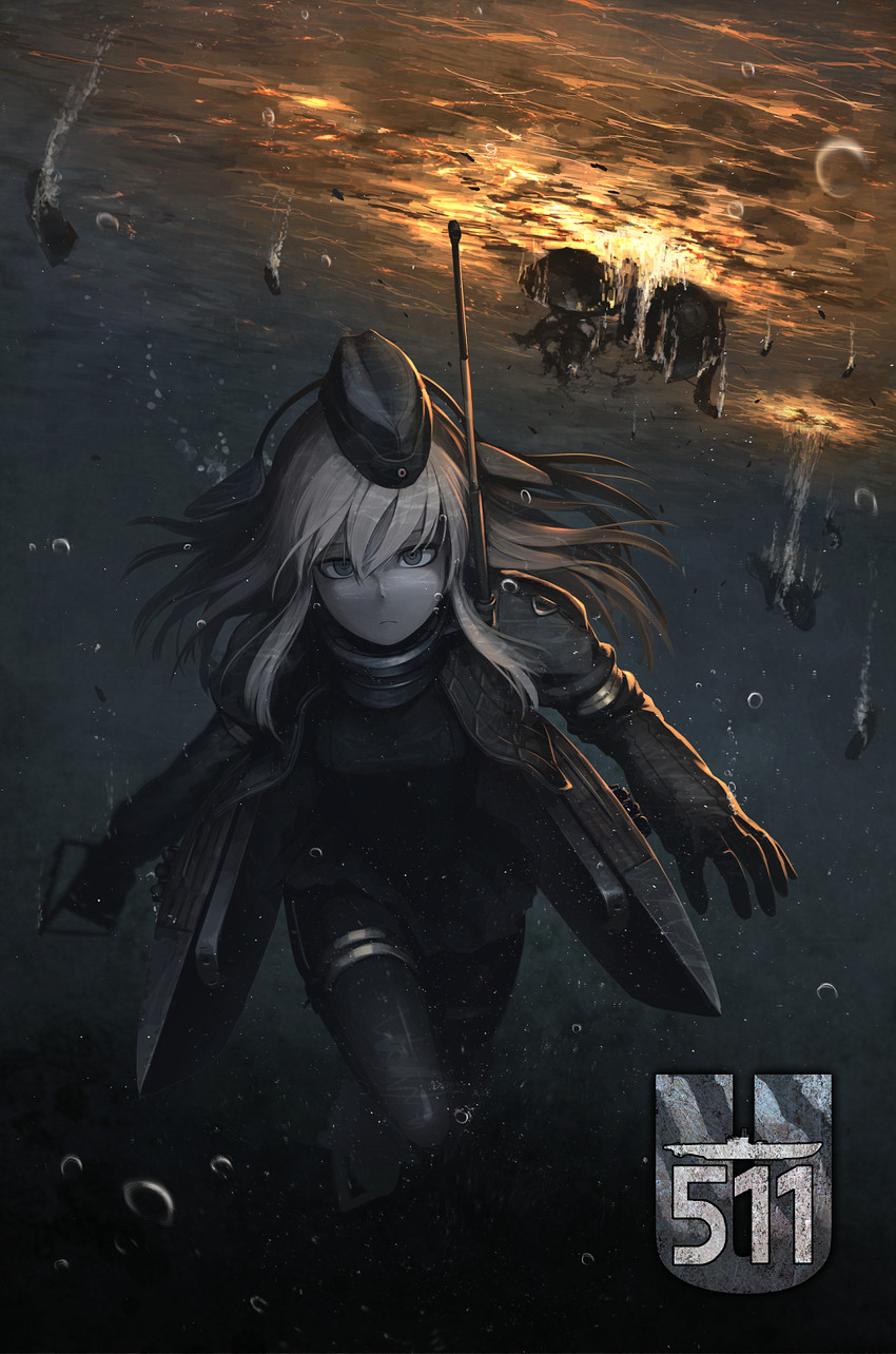 u-511 (kantai collection and 1 more) drawn by hetza_(hellshock)