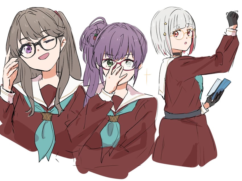 fujishima megumi, otomune kozue, and yugiri tsuzuri (love live! and 1 more) drawn by muneta_(ntani_2)