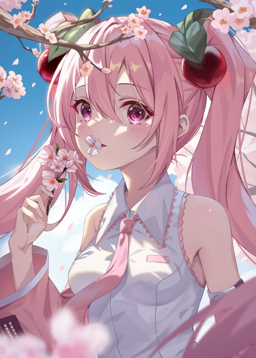 hatsune miku and sakura miku (vocaloid) drawn by calder_(pixiv3698273)