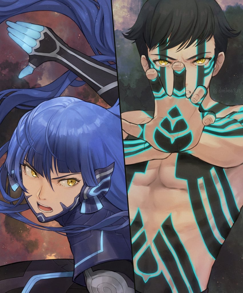 protagonist and demi-fiend (shin megami tensei and 2 more) drawn by donbee937