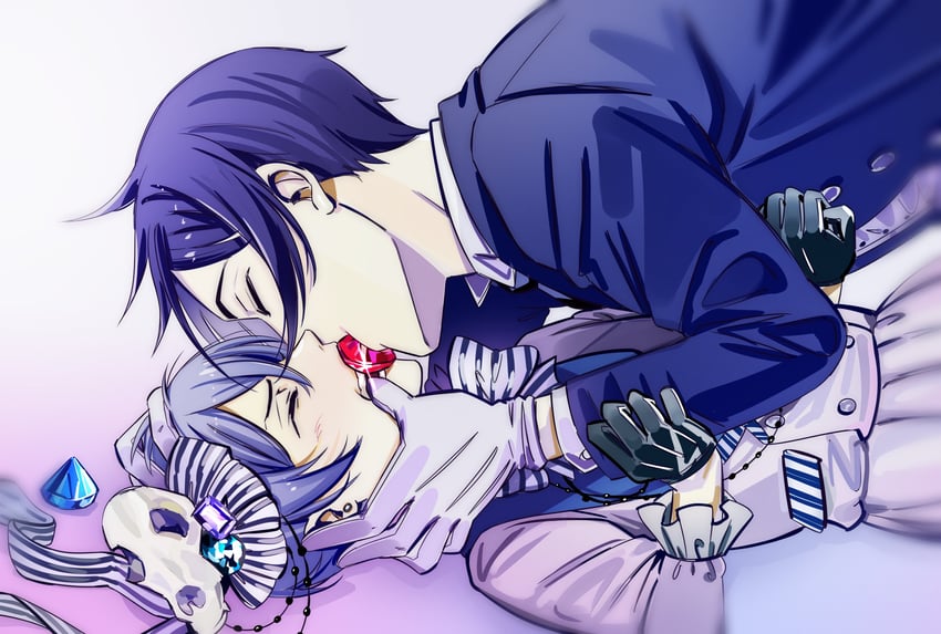 ciel phantomhive and sebastian michaelis (alien stage and 1 more) drawn by uneasywolf