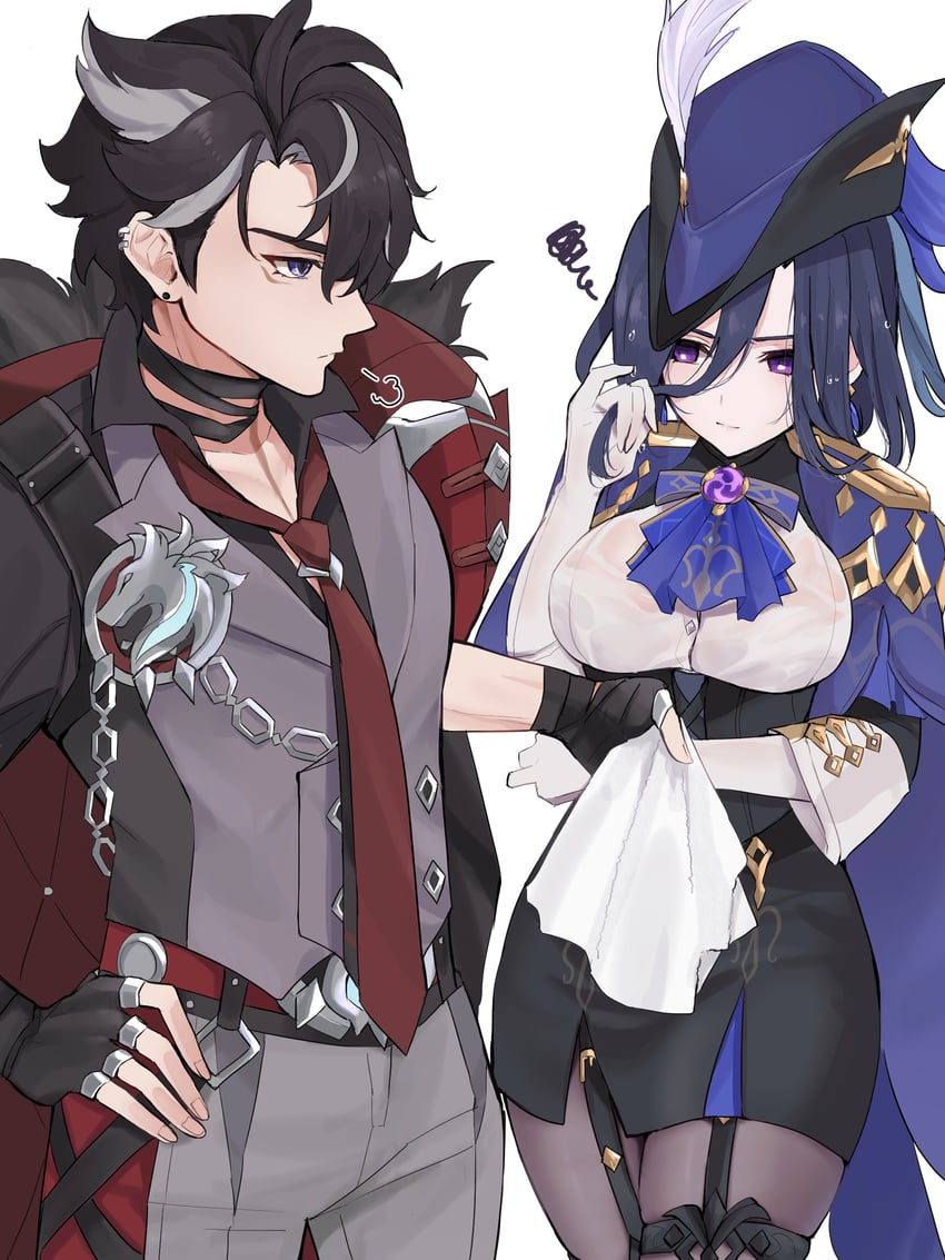 clorinde and wriothesley (genshin impact) drawn by ura_(hamburg_oniku)