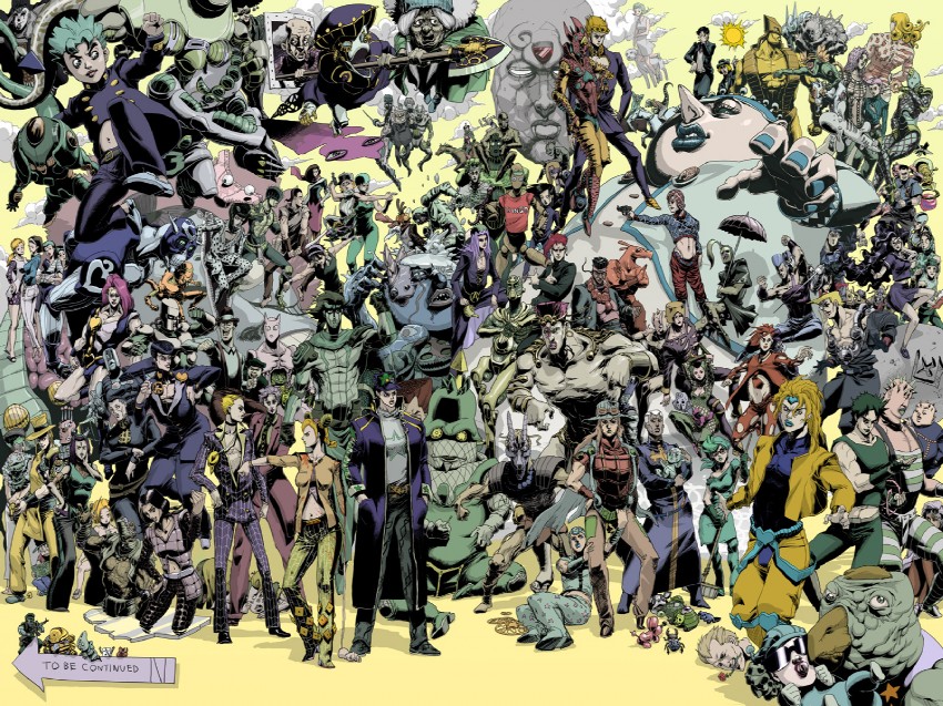 joseph joestar, kujo jotaro, dio brando, kujo jolyne, giorno giovanna, and 148 more (jojo no kimyou na bouken and 7 more) drawn by daromeon