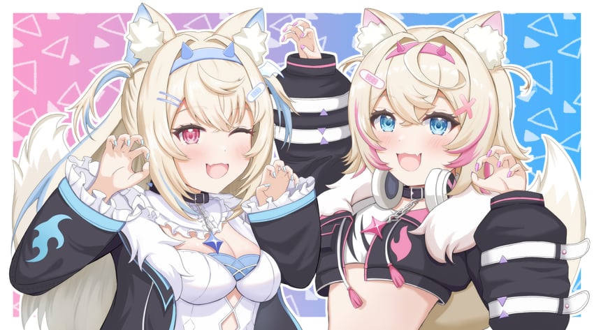 fuwawa abyssgard and mococo abyssgard (hololive and 1 more) drawn by miya_(re1_kuro)
