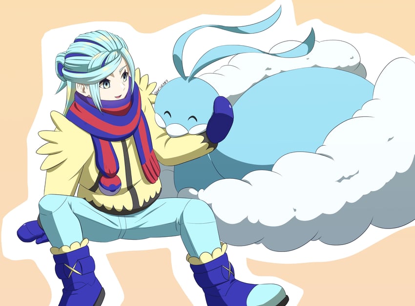 grusha and altaria (pokemon and 1 more) drawn by arice487