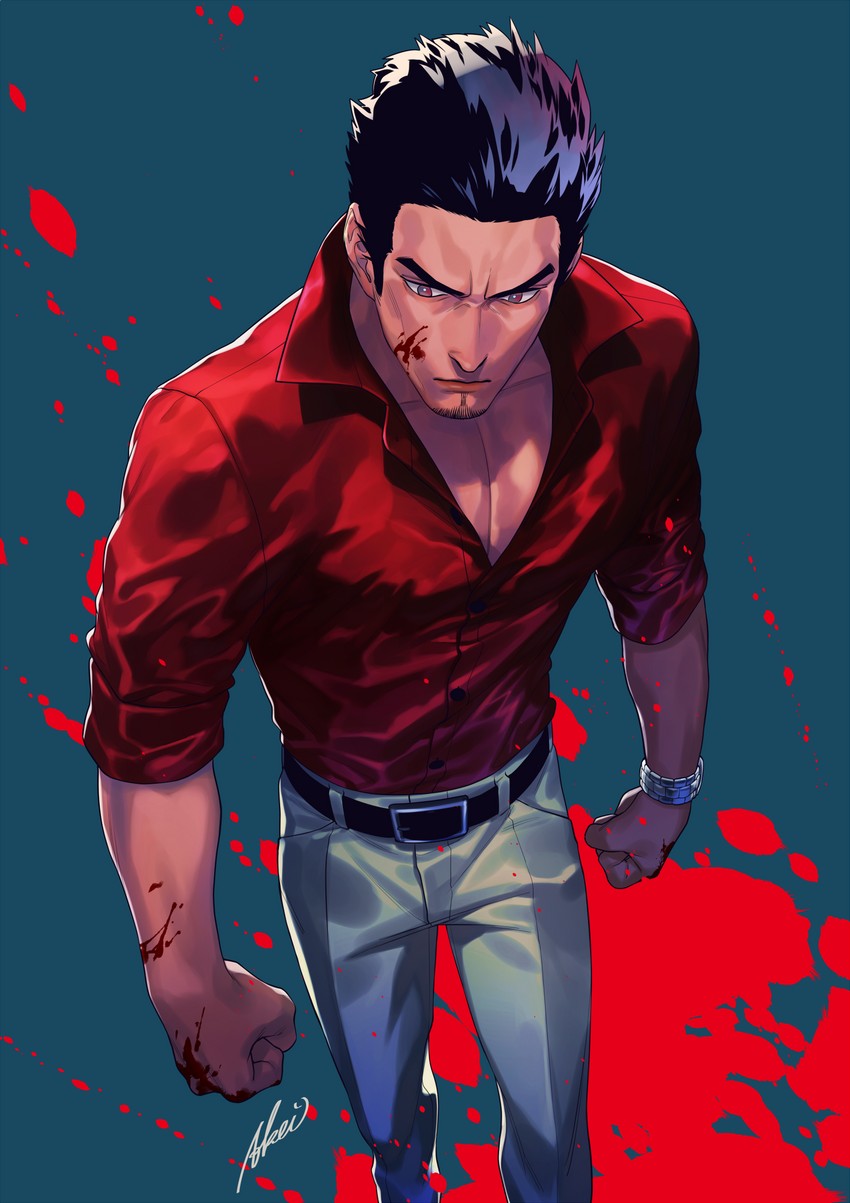 kiryu kazuma (ryuu ga gotoku and 1 more) drawn by iroha_(akei0710)