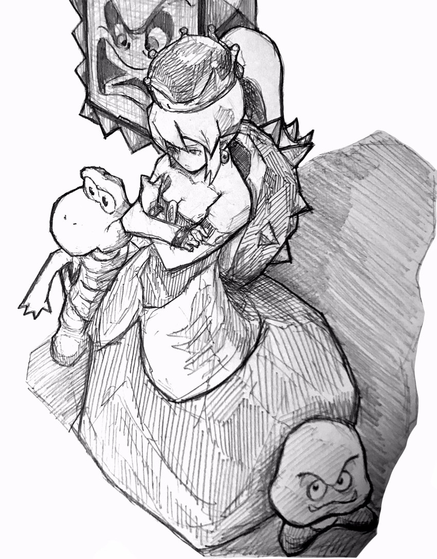 bowsette, goomba, koopa troopa, and thwomp (mario and 1 more) drawn by 196_(w6w7jrasxblpjux)