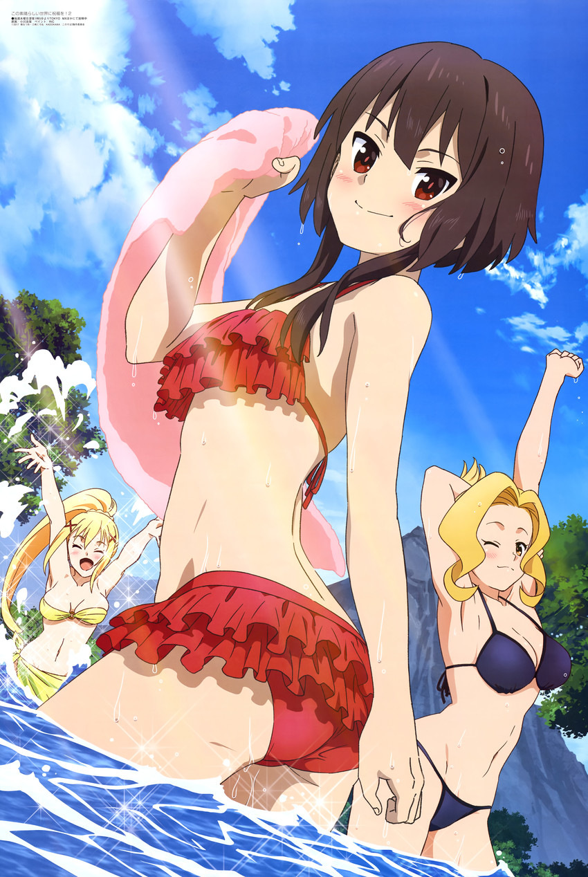 megumin, darkness, and luna (kono subarashii sekai ni shukufuku wo! and 1 more) drawn by ogawa_shiho