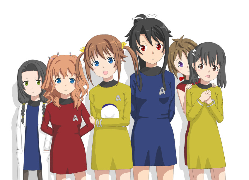 misaki akeno, munetani mashiro, shiretoko rin, yanagiwara maron, yagi tsugumi, and 1 more (high school fleet and 2 more) drawn by kevincipher
