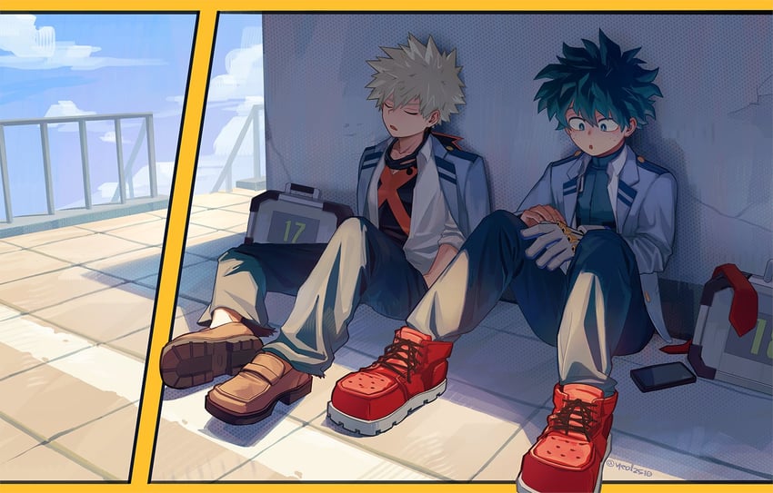 midoriya izuku and bakugou katsuki (boku no hero academia) drawn by yeol2510