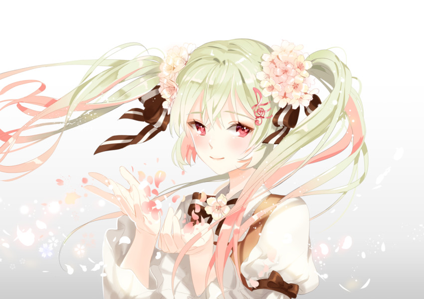 hatsune miku, sakura miku, and chuko miku (vocaloid) drawn by platina77