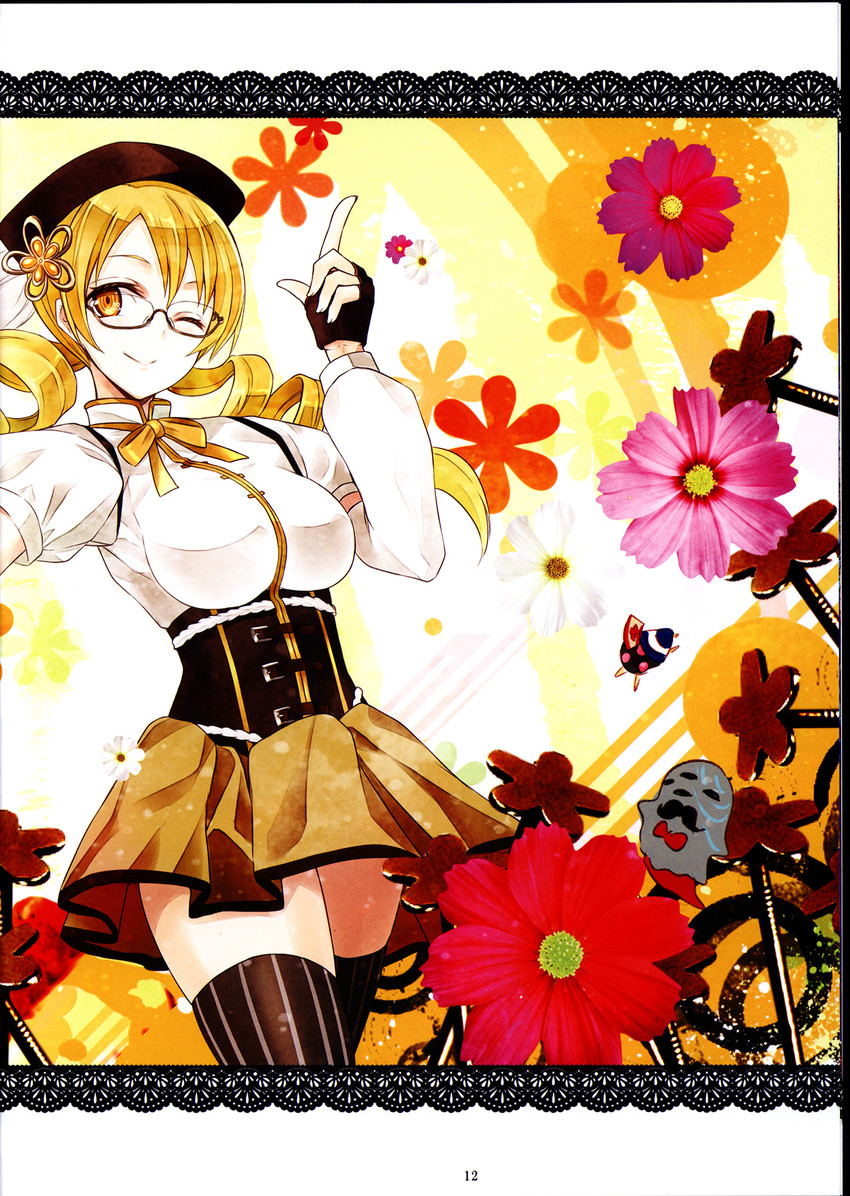 tomoe mami, pyotr, and adelbert (mahou shoujo madoka magica) drawn by nabeshima_tetsuhiro