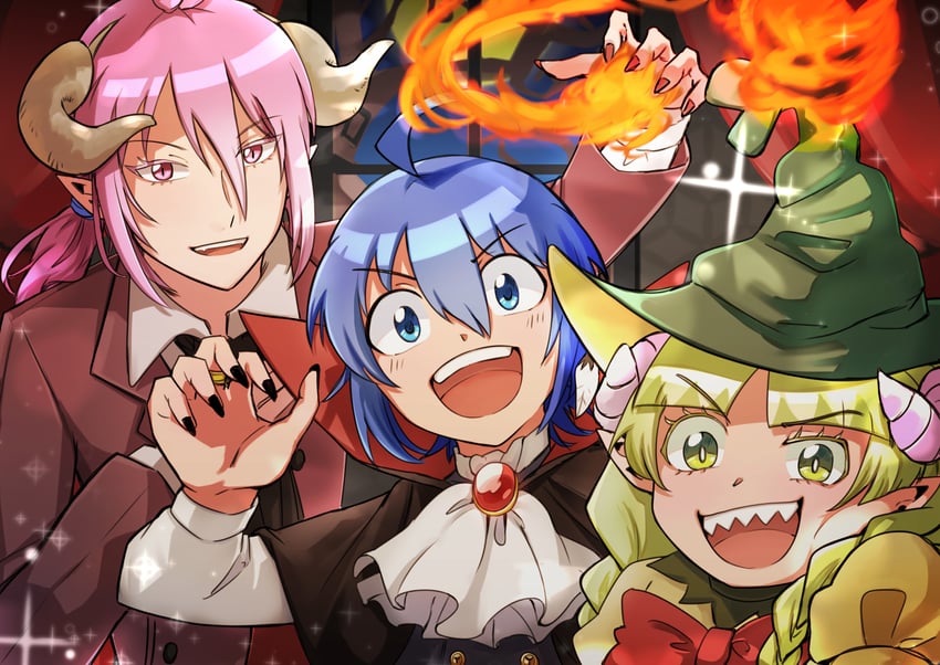 suzuki iruma, valac clara, and asmodeus alice (mairimashita! iruma-kun) drawn by ishi_bone