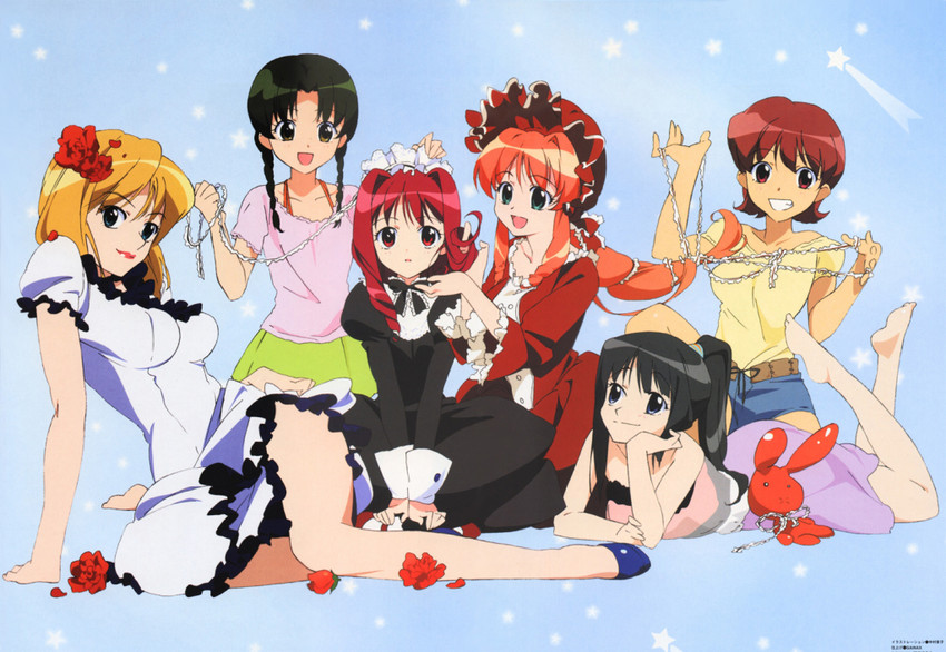 hikari, akari, nishino mari, urushima sakurako, jennifer portman, and 1 more (kono minikuku mo utsukushii sekai)