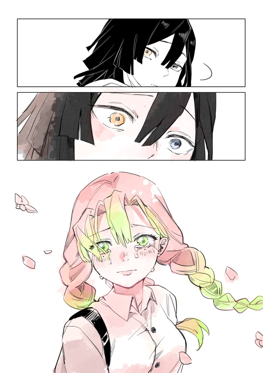 kanroji mitsuri and iguro obanai (kimetsu no yaiba) drawn by amo_(amo_0514)
