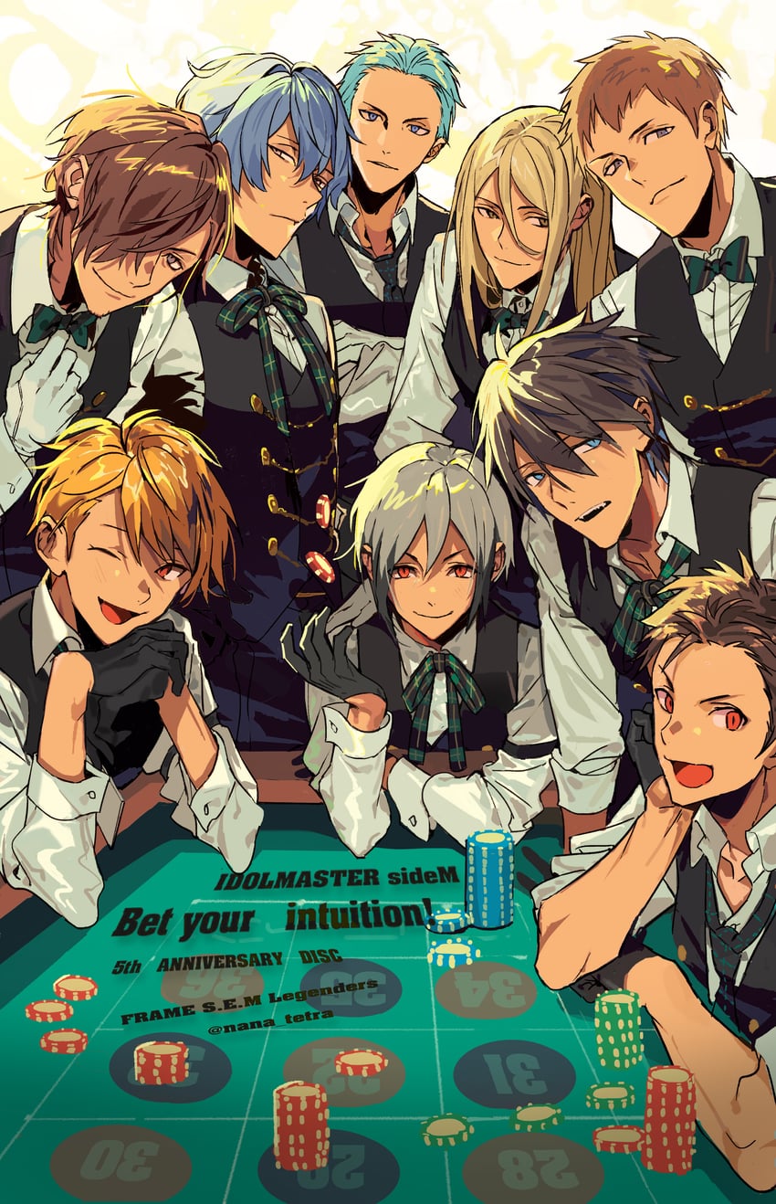 shingen seiji, maita rui, akuno hideo, kimura ryu, yamashita jiro, and 4 more (idolmaster and 1 more) drawn by nana_tetra