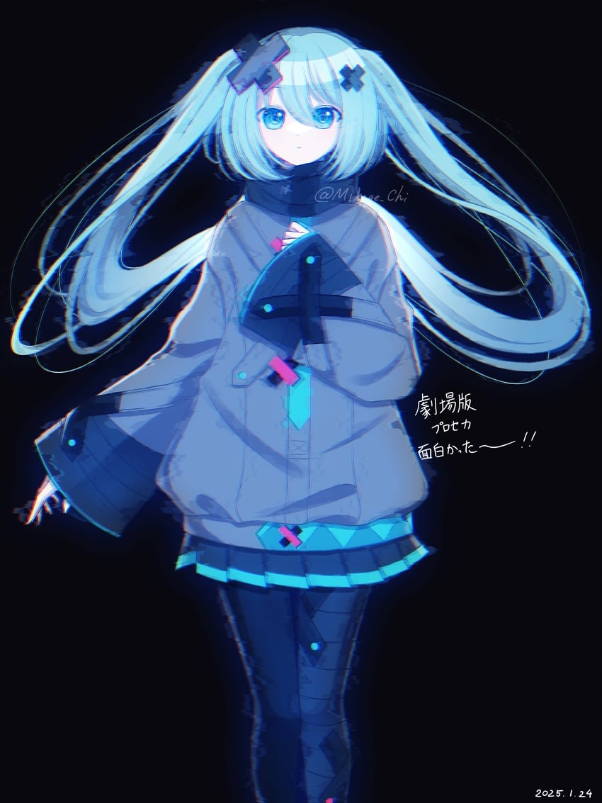 hatsune miku and batsu miku (vocaloid and 2 more) drawn by mikachiki