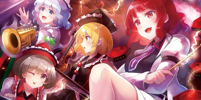 lunasa prismriver, merlin prismriver, lyrica prismriver, and horikawa raiko (touhou and 1 more) drawn by 60mai