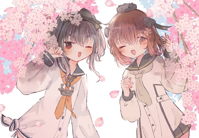 yukikaze, tokitsukaze, and yukikaze kai ni (kantai collection) drawn by nazu_(nazuunne)