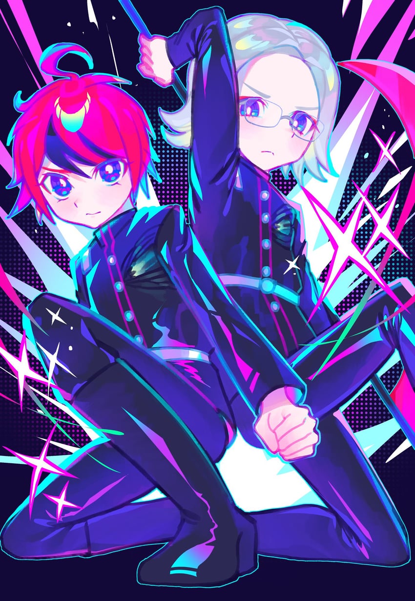 aotsuki eito and sumino takumi (the hundred line -last defense academy-) drawn by iro_(mywife_sunny)