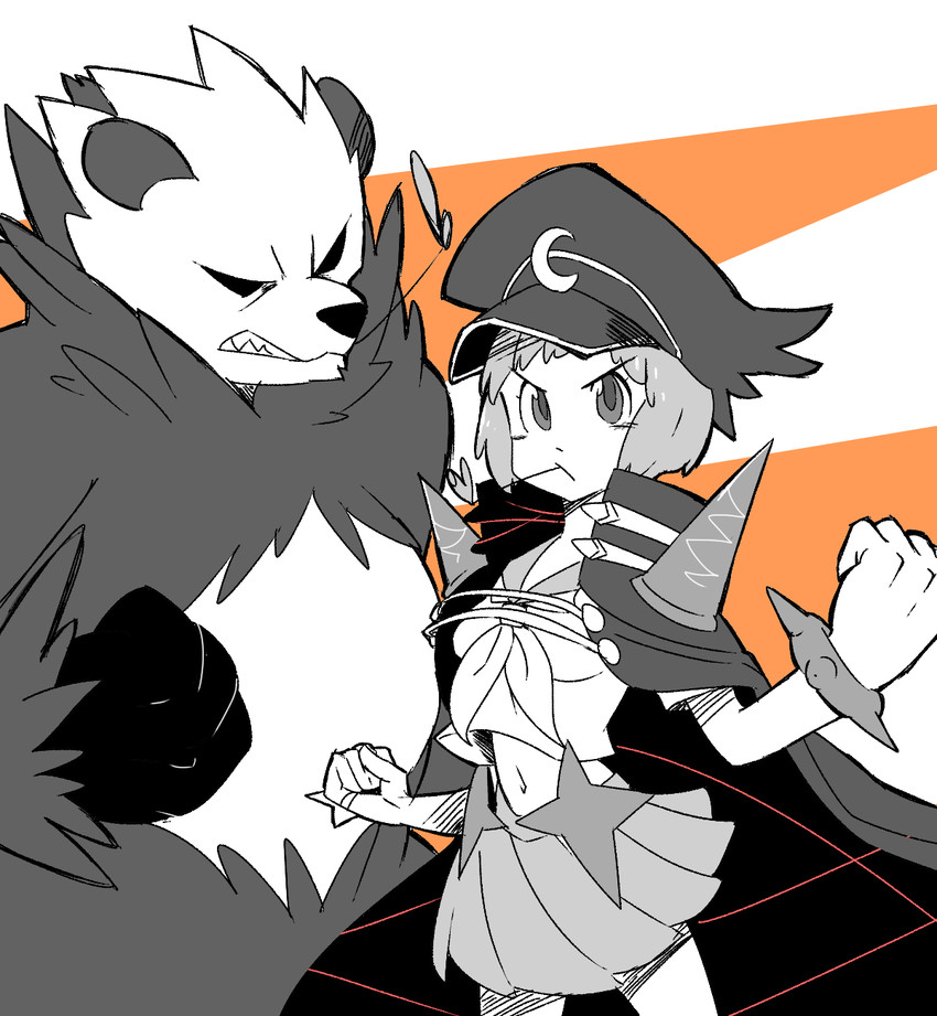 mankanshoku mako and pangoro (pokemon and 1 more) drawn by takatsuki_nato