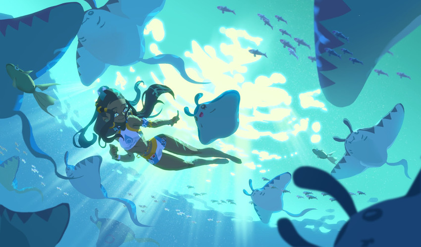 nessa, mantine, and remoraid (pokemon and 1 more) drawn by meipu_hm