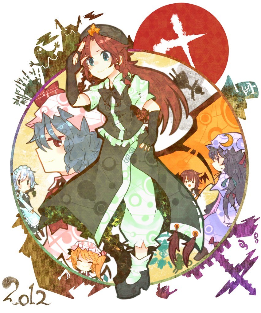remilia scarlet, flandre scarlet, izayoi sakuya, cirno, patchouli knowledge, and 4 more (touhou and 1 more) drawn by itomugi-kun