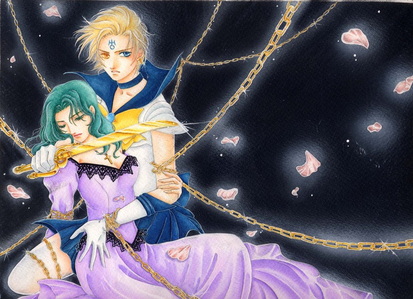 ten'ou haruka, kaiou michiru, and sailor uranus (bishoujo senshi sailor moon) drawn by aotnky