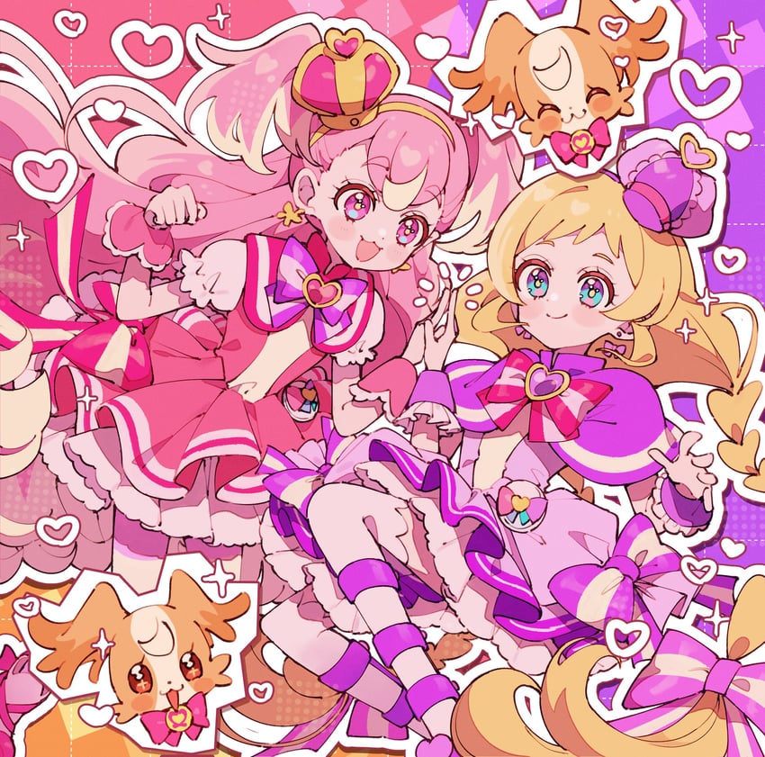 inukai komugi, inukai iroha, cure wonderful, and cure friendy (precure and 1 more) drawn by kannagi6