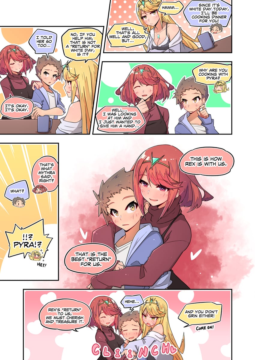 pyra, mythra, and rex (xenoblade chronicles and 1 more) drawn by osora_(judithandlilith)