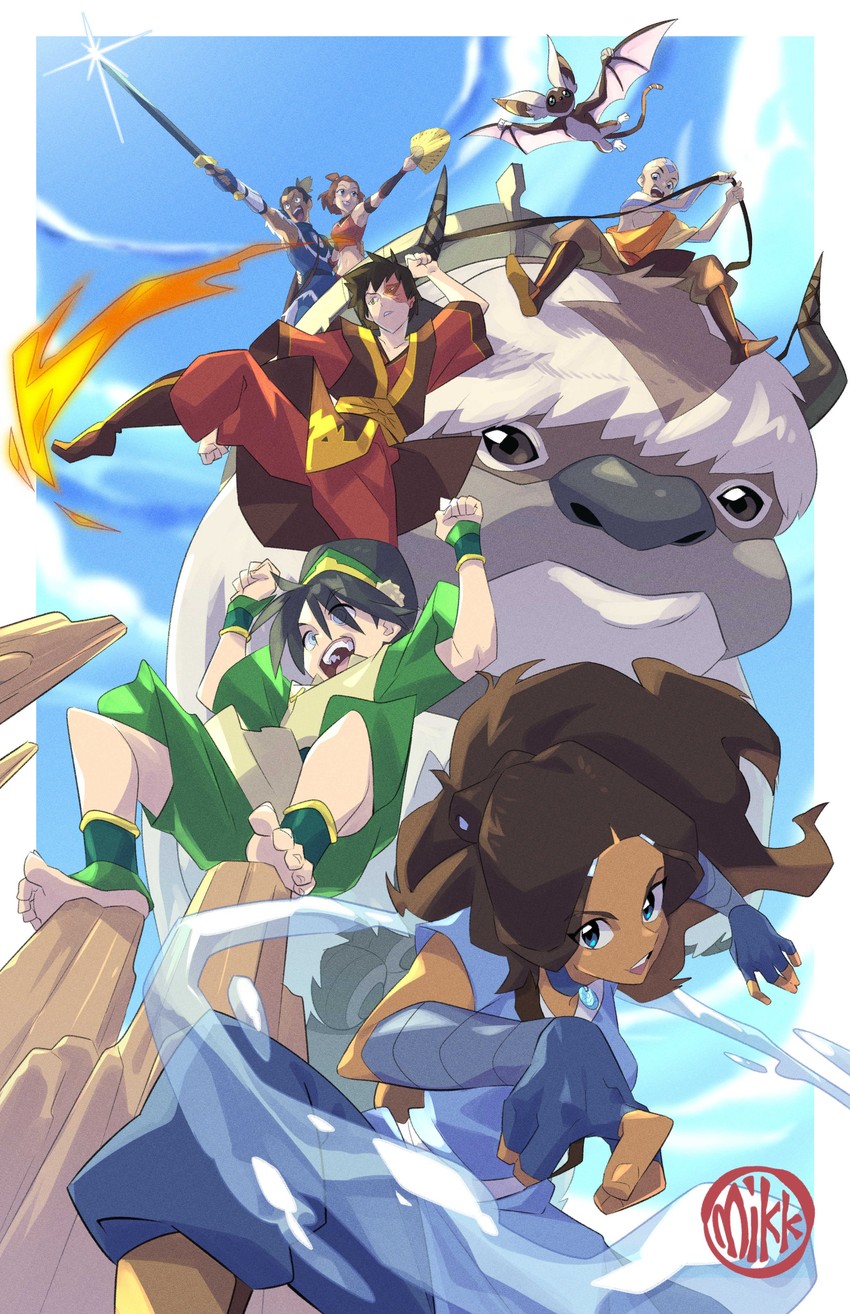toph beifong, katara, aang, zuko, sokka, and 3 more (avatar legends and 1 more) drawn by mikkusushi