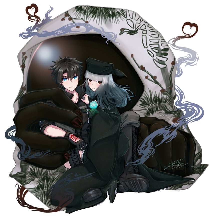 fujimaru ritsuka and sen no rikyu (fate and 1 more) drawn by hazakura_(gray8696)