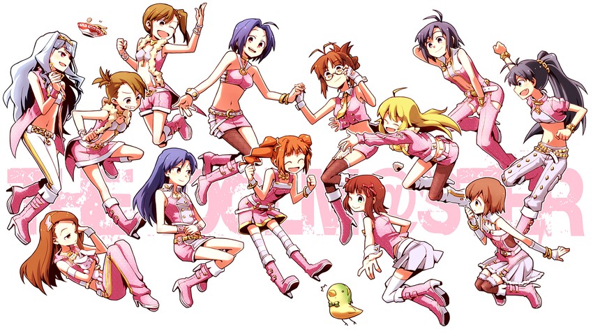 hoshii miki, kisaragi chihaya, amami haruka, kikuchi makoto, shijou takane, and 9 more (idolmaster) drawn by nightea