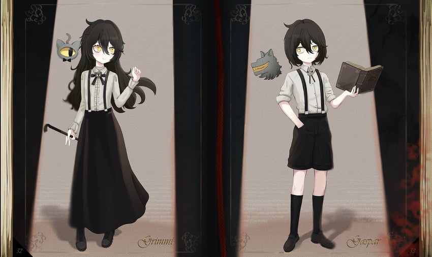 grimmi, skelter, and gaspar (indie virtual youtuber) drawn by grimmivt