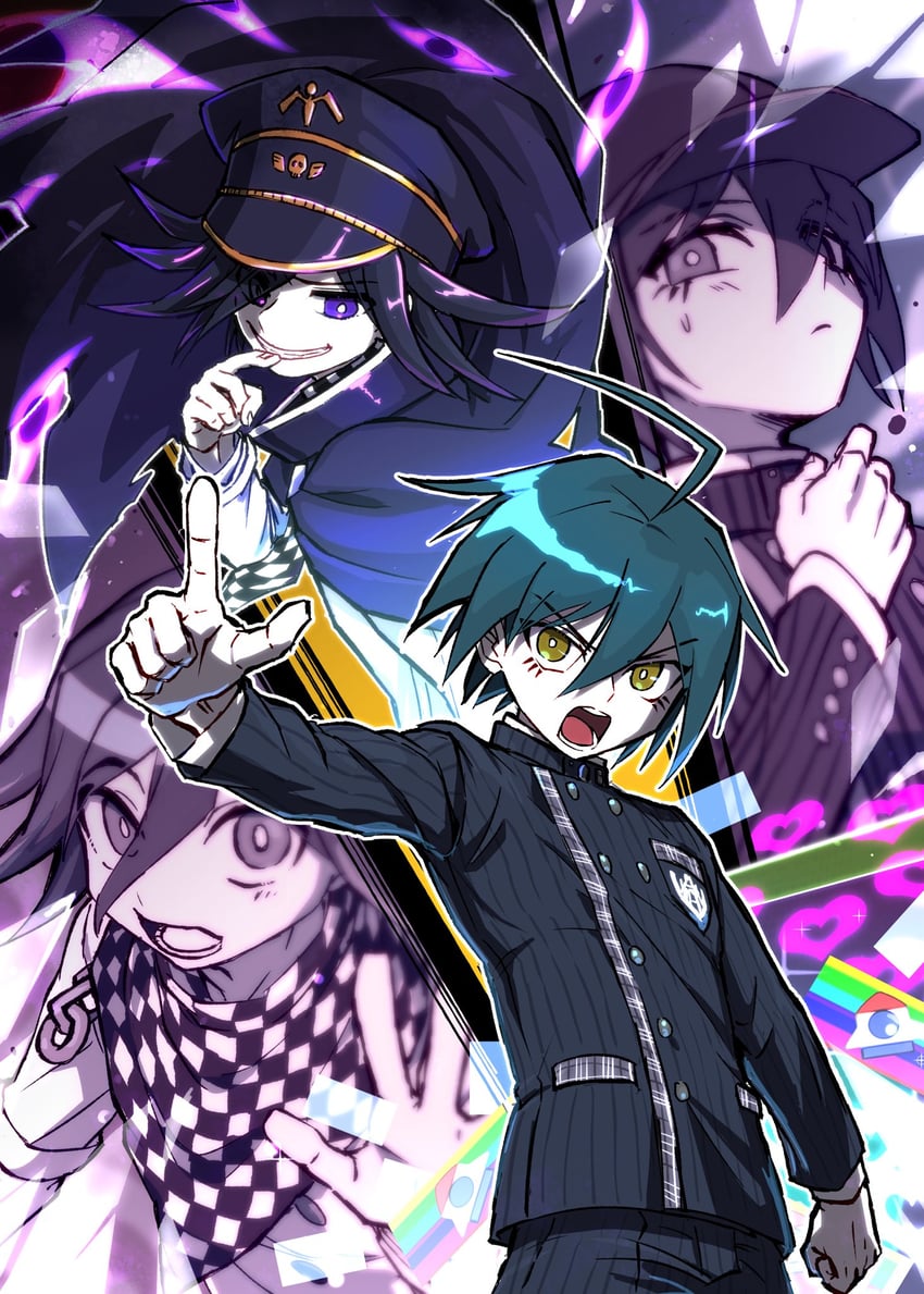 oma kokichi and saihara shuichi (danganronpa and 1 more) drawn by 6ga_(oisiisaikou)